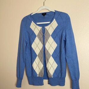 Talbots Print Button Front Cardigan